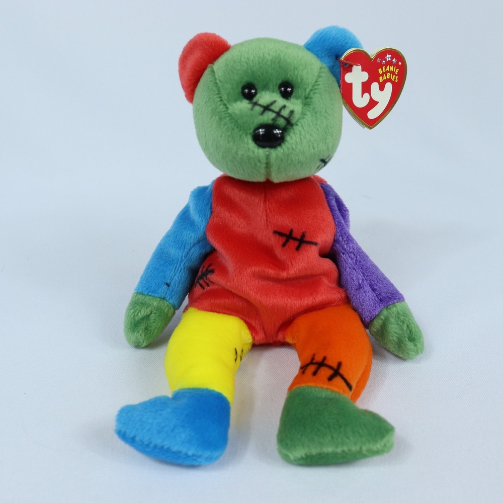 TY Beanie Baby Frankenteddy Bear Blue & Green Feet 8.5" with Hang Tag